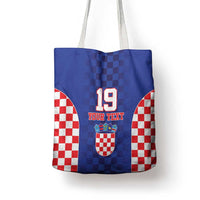 Custom Croatia National Heritage Tote Bag Blue Checkered Croatian Pride - Wonder Print Shop