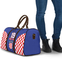 Custom Croatia National Heritage Travel Bag Blue Checkered Croatian Pride - Wonder Print Shop