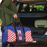 Custom Croatia National Heritage Travel Bag Blue Checkered Croatian Pride - Wonder Print Shop