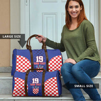 Custom Croatia National Heritage Travel Bag Blue Checkered Croatian Pride - Wonder Print Shop