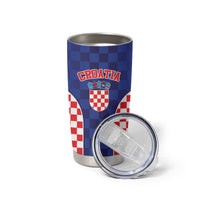 Custom Croatia National Heritage Tumbler Cup Blue Checkered Croatian Pride - Wonder Print Shop