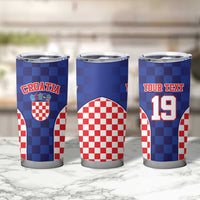 Custom Croatia National Heritage Tumbler Cup Blue Checkered Croatian Pride - Wonder Print Shop