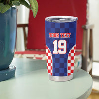 Custom Croatia National Heritage Tumbler Cup Blue Checkered Croatian Pride - Wonder Print Shop