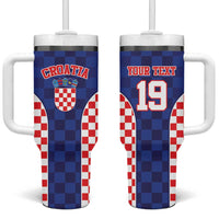 Custom Croatia National Heritage Tumbler With Handle Blue Checkered Croatian Pride - Wonder Print Shop