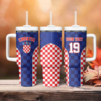 Custom Croatia National Heritage Tumbler With Handle Blue Checkered Croatian Pride - Wonder Print Shop