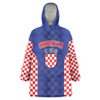 Custom Croatia National Heritage Wearable Blanket Hoodie Blue Checkered Croatian Pride - Wonder Print Shop
