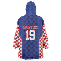 Custom Croatia National Heritage Wearable Blanket Hoodie Blue Checkered Croatian Pride - Wonder Print Shop