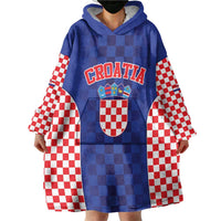 Custom Croatia National Heritage Wearable Blanket Hoodie Blue Checkered Croatian Pride - Wonder Print Shop