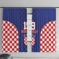 Custom Croatia National Heritage Window Curtain Blue Checkered Croatian Pride - Wonder Print Shop