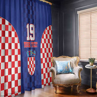 Custom Croatia National Heritage Window Curtain Blue Checkered Croatian Pride - Wonder Print Shop