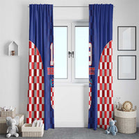 Custom Croatia National Heritage Window Curtain Blue Checkered Croatian Pride - Wonder Print Shop
