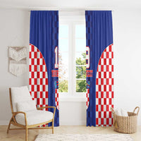 Custom Croatia National Heritage Window Curtain Blue Checkered Croatian Pride - Wonder Print Shop
