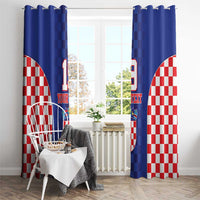 Custom Croatia National Heritage Window Curtain Blue Checkered Croatian Pride - Wonder Print Shop