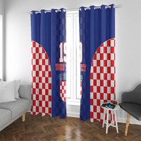 Custom Croatia National Heritage Window Curtain Blue Checkered Croatian Pride - Wonder Print Shop