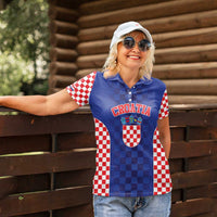 Custom Croatia National Heritage Women Polo Shirt Blue Checkered Croatian Pride - Wonder Print Shop