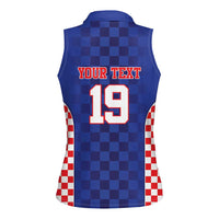 Custom Croatia National Heritage Women Sleeveless Polo Shirt Blue Checkered Croatian Pride - Wonder Print Shop