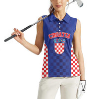 Custom Croatia National Heritage Women Sleeveless Polo Shirt Blue Checkered Croatian Pride - Wonder Print Shop