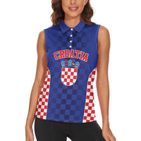 Custom Croatia National Heritage Women Sleeveless Polo Shirt Blue Checkered Croatian Pride - Wonder Print Shop