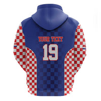 Custom Croatia National Heritage Zip Hoodie Blue Checkered Croatian Pride - Wonder Print Shop