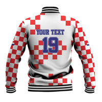 Custom Croatia National Heritage Baseball Jacket Red and White Checkerboard Design - Wonder Print Shop