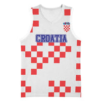Custom Croatia National Heritage Basketball Jersey Red and White Checkerboard Design - Wonder Print Shop