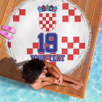 Custom Croatia National Heritage Beach Blanket Red and White Checkerboard Design - Wonder Print Shop