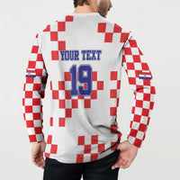 Custom Croatia National Heritage Button Sweatshirt Red and White Checkerboard Design - Wonder Print Shop