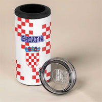 Custom Croatia National Heritage 4 in 1 Can Cooler Tumbler Red and White Checkerboard Design - Wonder Print Shop