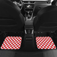 Custom Croatia National Heritage Car Mats Red and White Checkerboard Design - Wonder Print Shop