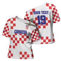 Custom Croatia National Heritage Cross Shoulder Shirt Red and White Checkerboard Design - Wonder Print Shop