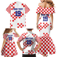 Custom Croatia National Heritage Family Matching Mermaid Dress and Hawaiian Shirt Red and White Checkerboard Design - Wonder Print Shop