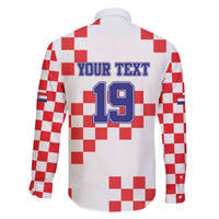 Custom Croatia National Heritage Family Matching Off The Shoulder Long Sleeve Dress and Hawaiian Shirt Red and White Checkerboard Design - Wonder Print Shop