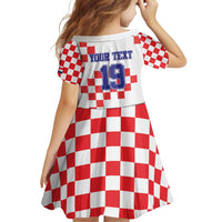 Custom Croatia National Heritage Family Matching Puletasi and Hawaiian Shirt Red and White Checkerboard Design - Wonder Print Shop