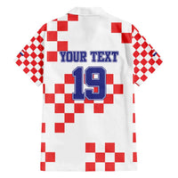 Custom Croatia National Heritage Family Matching Short Sleeve Bodycon Dress and Hawaiian Shirt Red and White Checkerboard Design - Wonder Print Shop