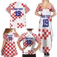 Custom Croatia National Heritage Family Matching Summer Maxi Dress and Hawaiian Shirt Red and White Checkerboard Design - Wonder Print Shop