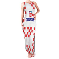Custom Croatia National Heritage Family Matching Tank Maxi Dress and Hawaiian Shirt Red and White Checkerboard Design - Wonder Print Shop
