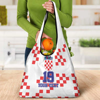 Custom Croatia National Heritage Grocery Bag Red and White Checkerboard Design - Wonder Print Shop