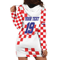 Custom Croatia National Heritage Hoodie Dress Red and White Checkerboard Design - Wonder Print Shop