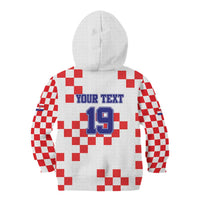 Custom Croatia National Heritage Kid Hoodie Red and White Checkerboard Design - Wonder Print Shop