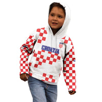 Custom Croatia National Heritage Kid Hoodie Red and White Checkerboard Design - Wonder Print Shop