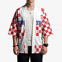 Custom Croatia National Heritage Kimono Red and White Checkerboard Design - Wonder Print Shop
