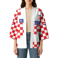 Custom Croatia National Heritage Kimono Red and White Checkerboard Design - Wonder Print Shop