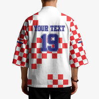 Custom Croatia National Heritage Kimono Red and White Checkerboard Design - Wonder Print Shop