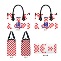 Custom Croatia National Heritage Leather Bag Red and White Checkerboard Design - Wonder Print Shop