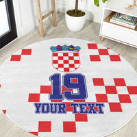 Custom Croatia National Heritage Round Carpet Red and White Checkerboard Design - Wonder Print Shop