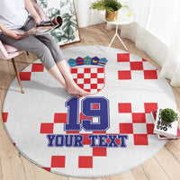 Custom Croatia National Heritage Round Carpet Red and White Checkerboard Design - Wonder Print Shop