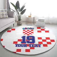 Custom Croatia National Heritage Round Carpet Red and White Checkerboard Design - Wonder Print Shop