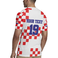 Custom Croatia National Heritage Rugby Jersey Red and White Checkerboard Design - Wonder Print Shop