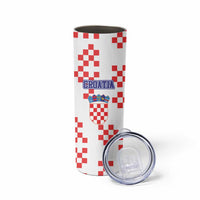Custom Croatia National Heritage Skinny Tumbler Red and White Checkerboard Design - Wonder Print Shop