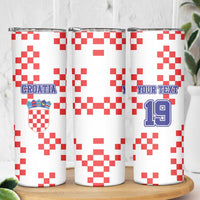 Custom Croatia National Heritage Skinny Tumbler Red and White Checkerboard Design - Wonder Print Shop